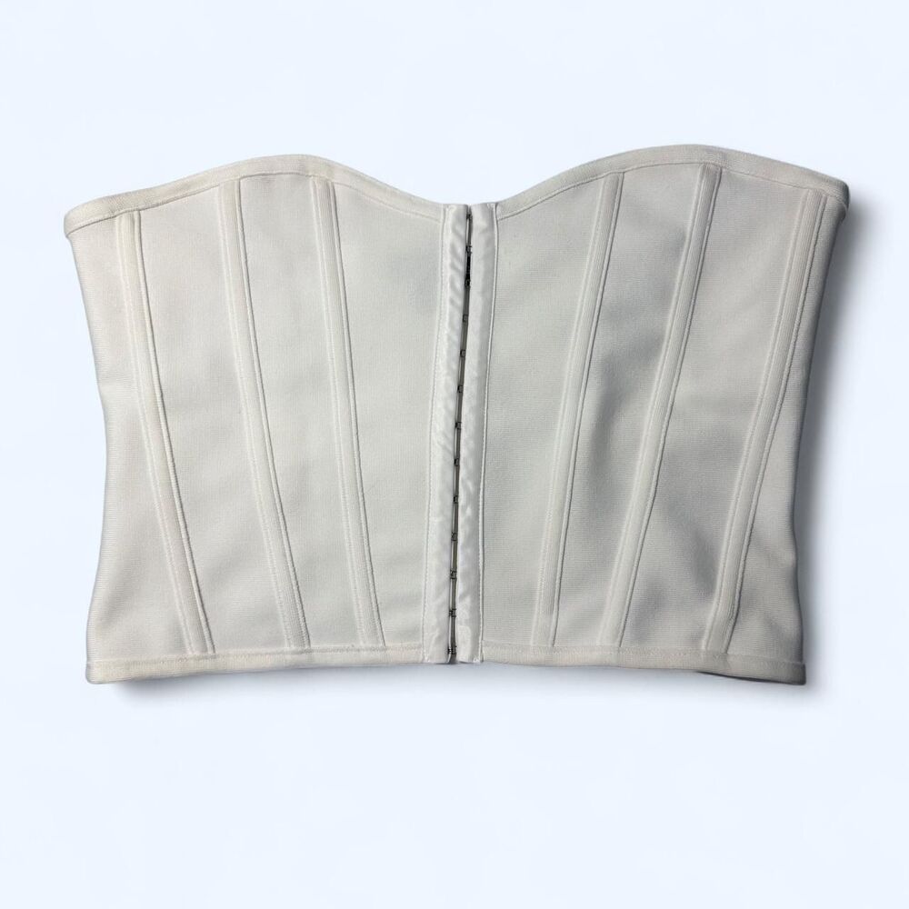 Pretty Little Things White Bandage Hook And Eye Structured Corset Bustier Size 8